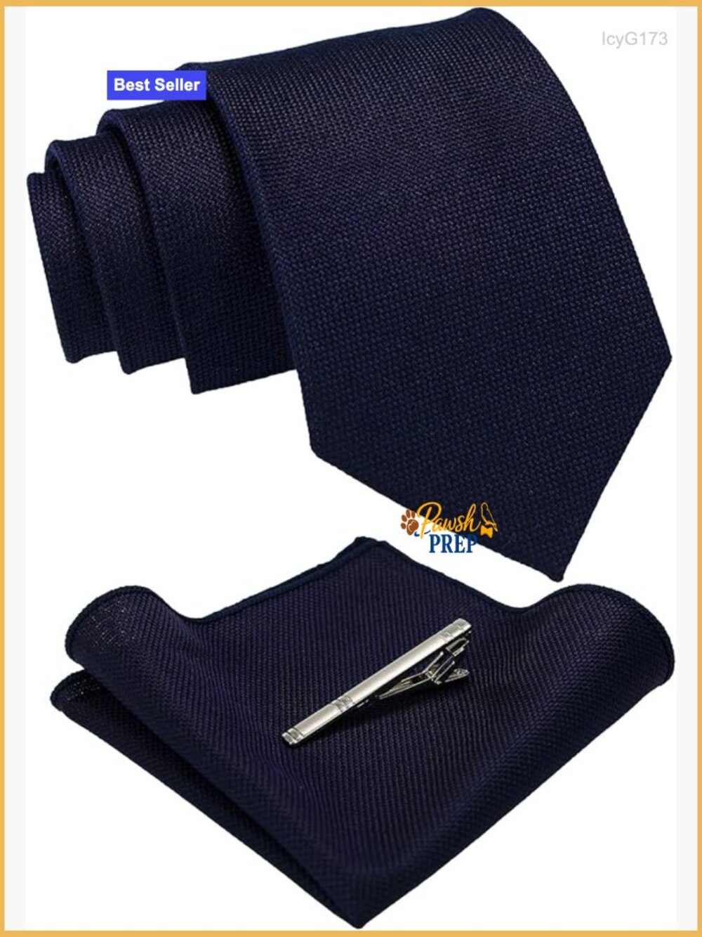 Men's Wool Silk Tie Set with Pocket Square and Clip Formal Accessories